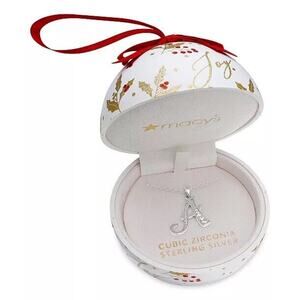 Giani Bernini A Initial Necklace Sterling Silver CZ Charm Chic Ladies Classic